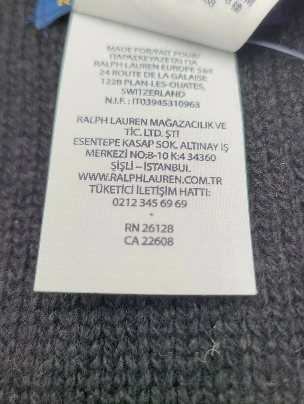 B55 Mens Black Polo Ralph Lauren Bulldog Scarf